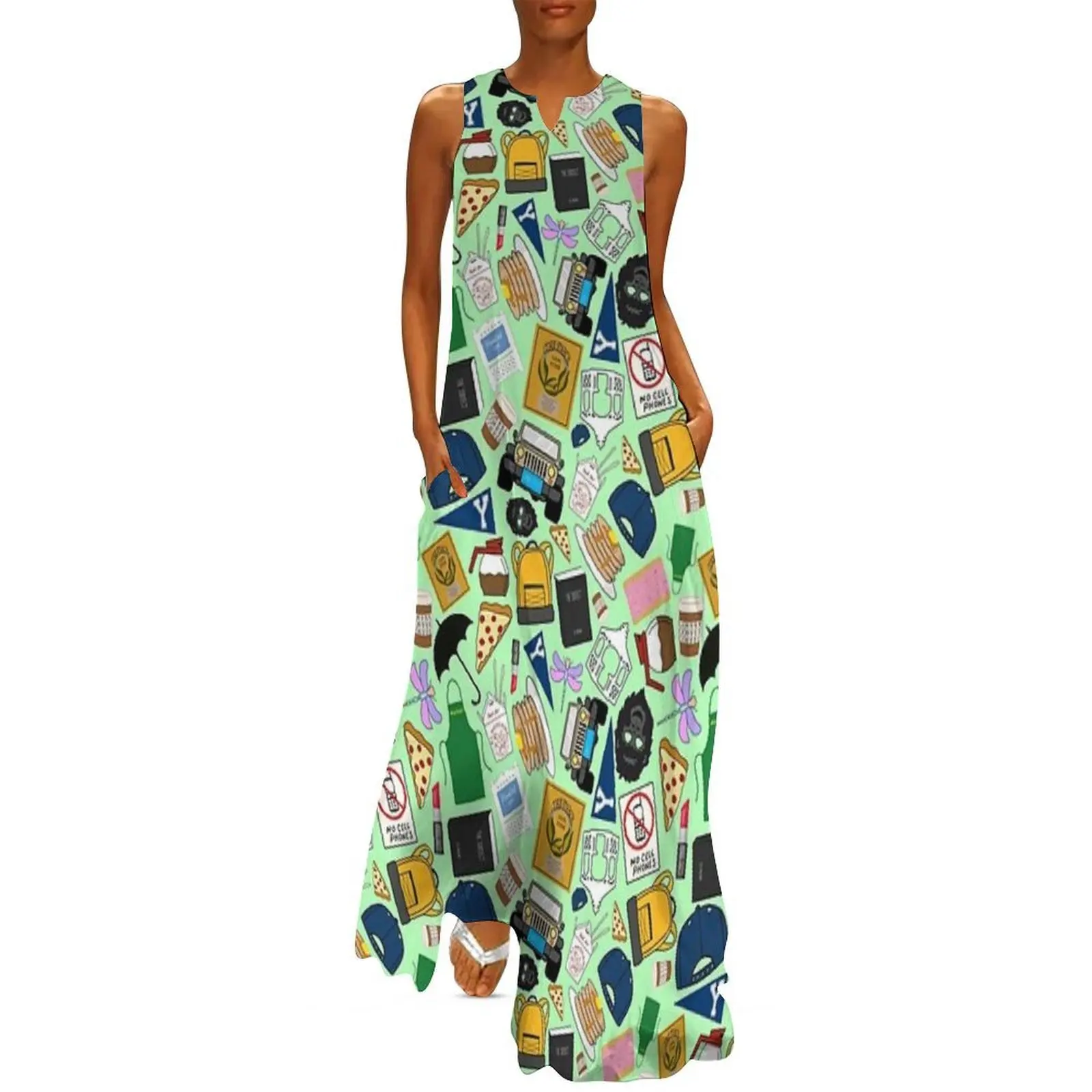 

Ultimate Fan Pattern Icons All Over Print Green Pack Long Dress cocktail dresses