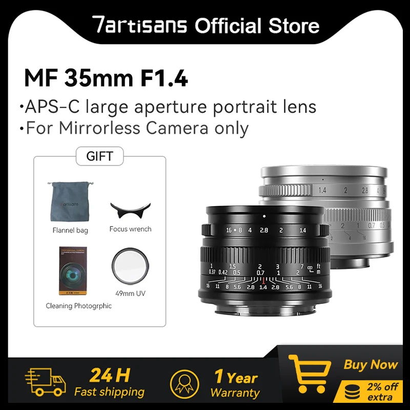 7artisans 35mm F1.4 Mark II APS-C Prime Lens For Sony E ZVE10 A6000 Fujifilm FX Canon EOS-M Micro 4/3 epm1 Nikon ZFC Canon RF RP