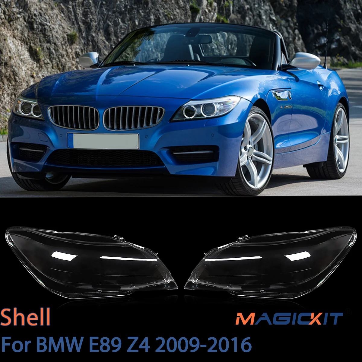 

MAGICKIT для BMW E89 Z4 2009-2016 левый и правый Прозрачный передний налобный фонарь крышка объектива фары автомобильные аксессуары передняя фара оболочка