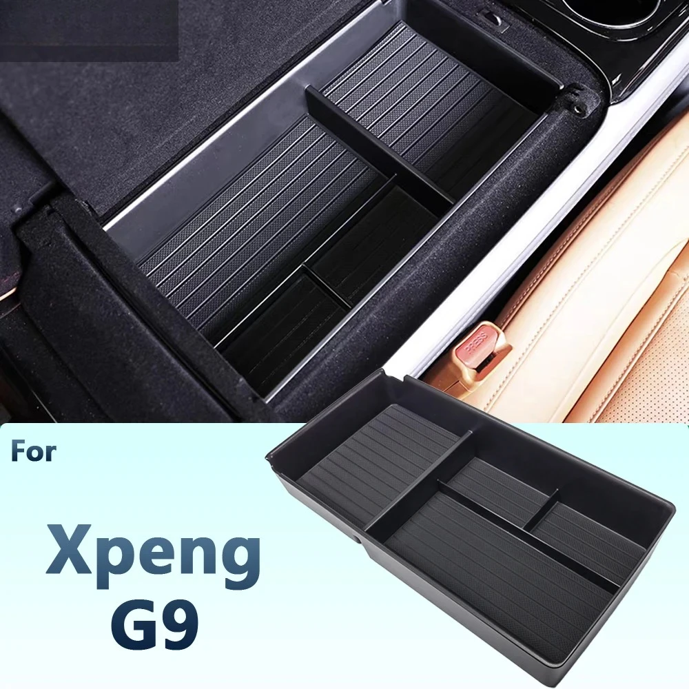 

Car Armrest Storage Box Center Console Organizer Container Coin Tray Glasses Storage Box ABS Rubber Pad Accessories For Xpeng G9