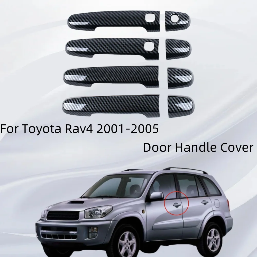 

Углеродное волокно, матовая черная умная ручка для замочной скважины, накладка на четырех двери, крышка дверной ручки для Toyota Rav4 2001 2002 2003 2004 2005