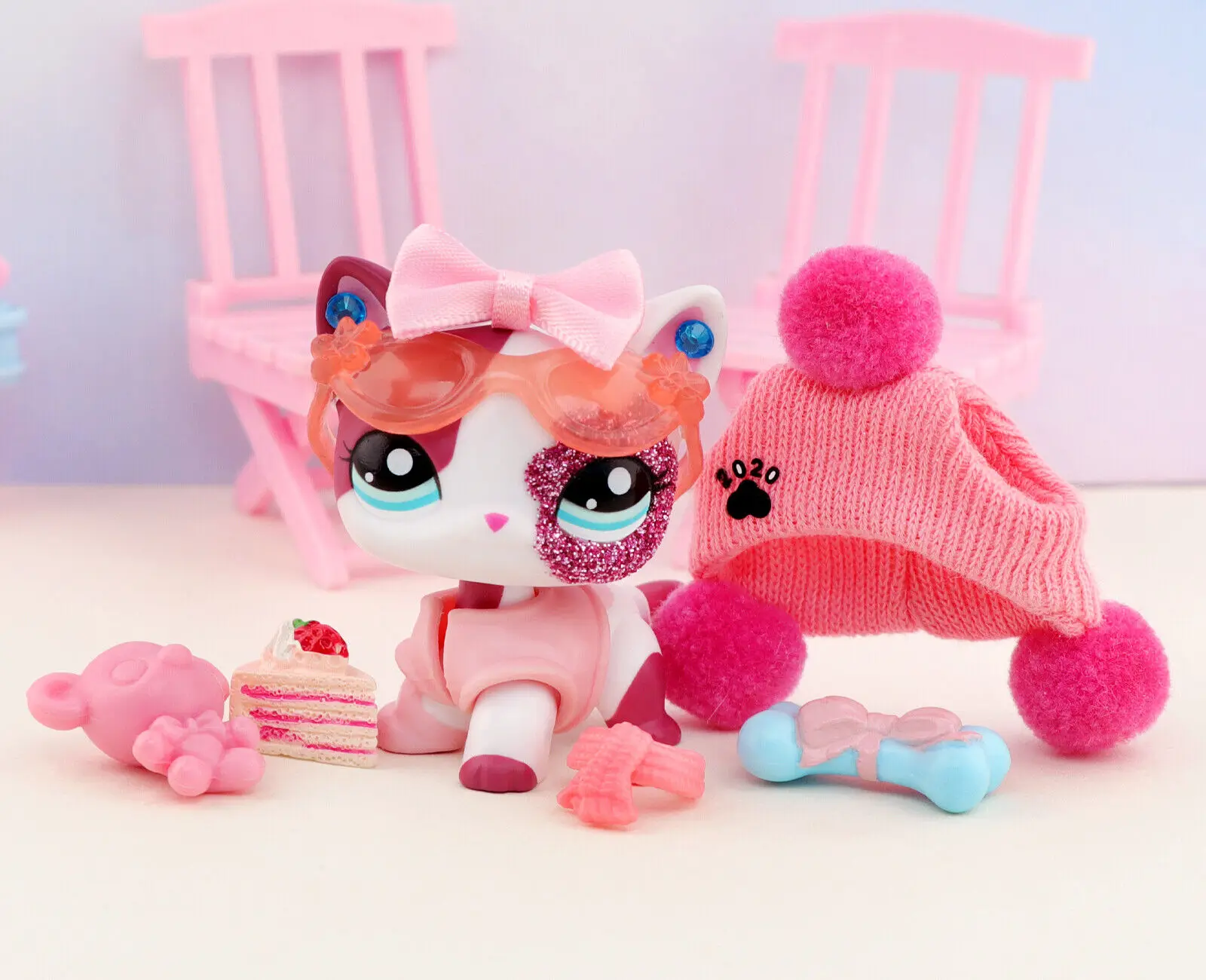 Animal Toy Glitter Short Hair Cat #2291 and Accessories Outfit for Kids Gift