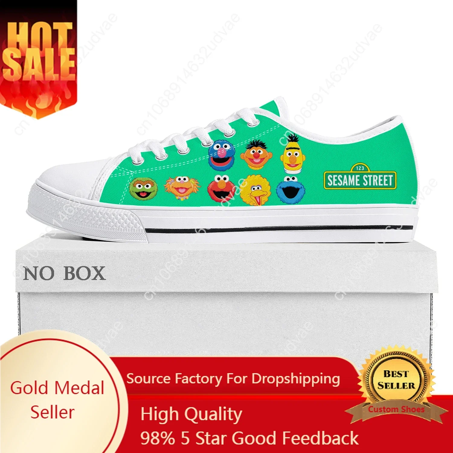 

S-Sesame Cartoon S-Street Anime Low Top Sneakers High Quality Men Womens Teenager Canvas Sneaker Couple Shoes Custom Casual Shoe