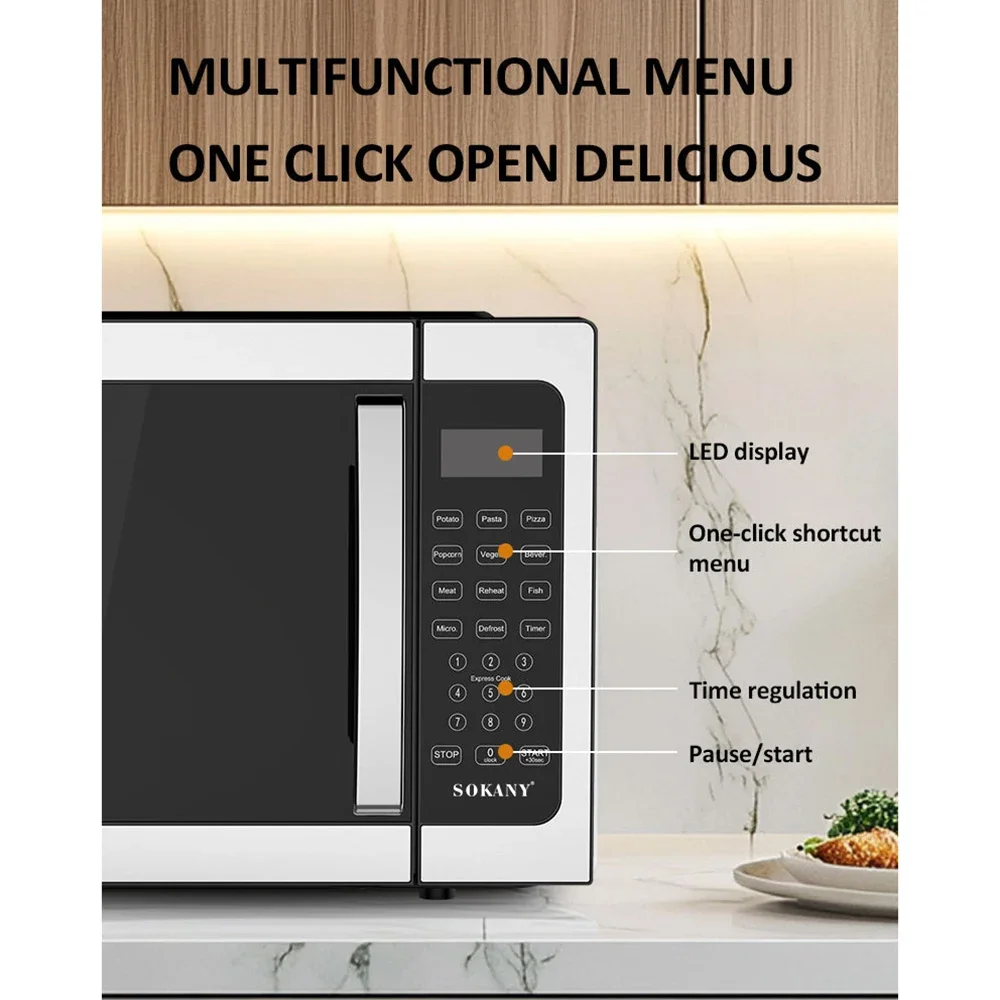 فرن الميكروويف المنزلي الميكروويف فرن هالوجين متكامل 42L سعة كبيرة متعددة الوظائف بقايا الحرارة مكونات تذويب