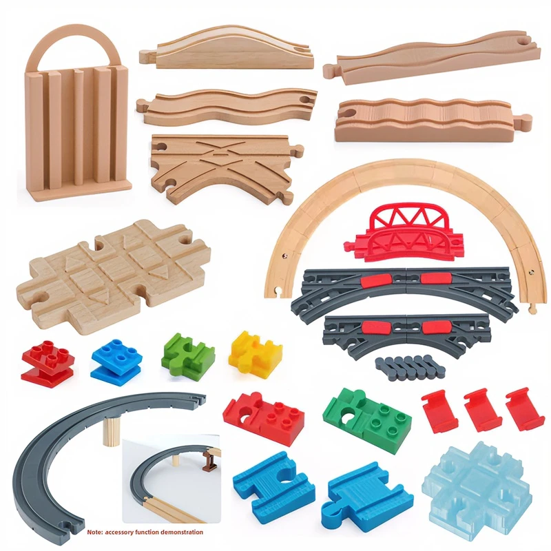 New Wooden Track Accessories All Kinds Beech Wooden Railway Train Tracks Connectors Adapters Fit for Brand Wood Tracks Toys