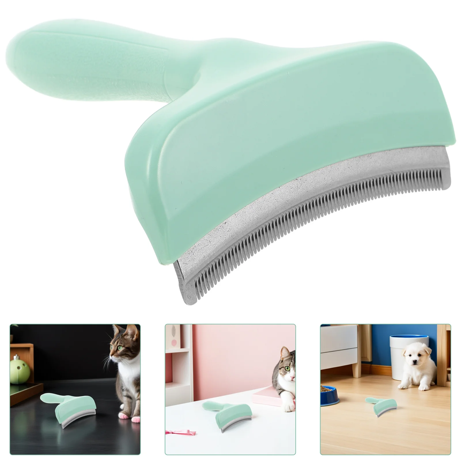 

Cat Dog Deshedding Comb Green Portable Grooming Rake Pet Hair Removal Tool Safe Dematting Brush for Home Use Shed Brush for Dogs