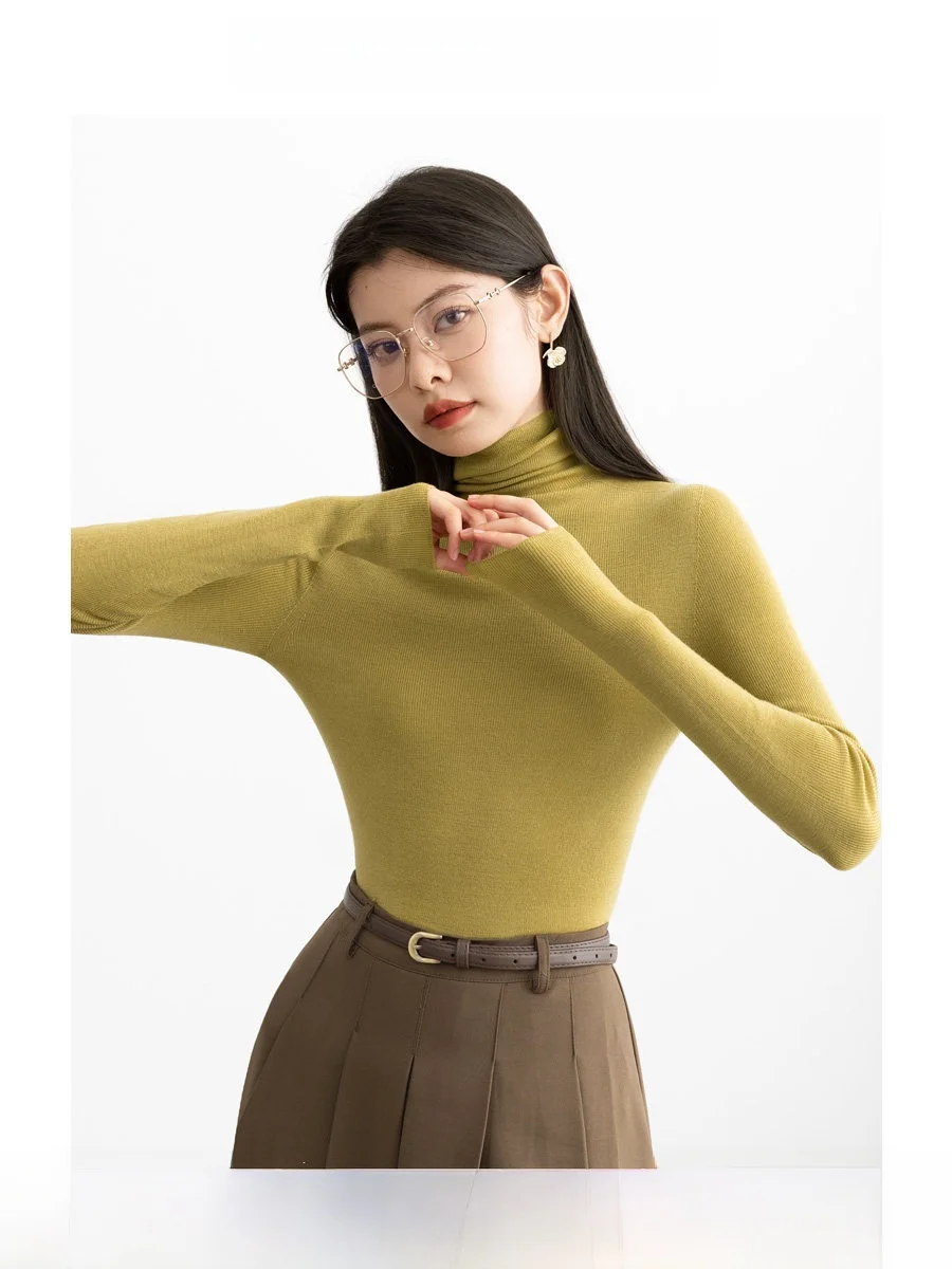 

ROCO Sl One-Piece Precision Spun Yangzhou Wool 00 Knitwear Slim Fit Long Sve Crew Ne Pullover Autumn Base irt