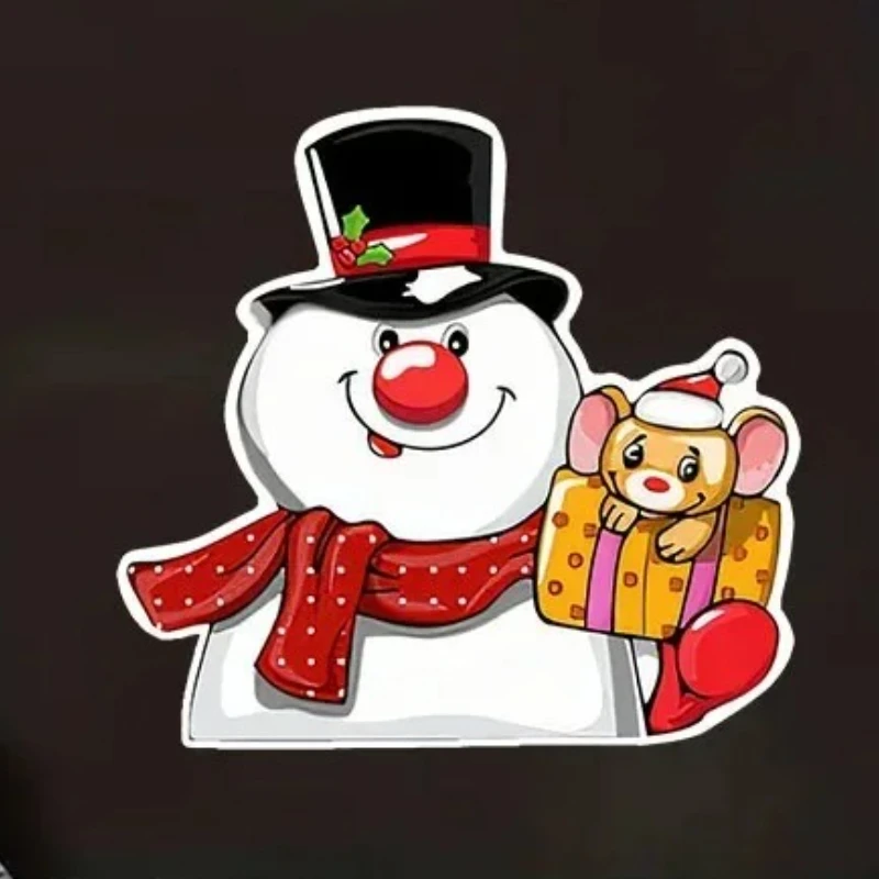 

Наклейка «Снеговик и Рождественская мышь» для автомобиля, мотоцикла, праздничная тематическая наклейка, праздничная креативная наклейка на экстерьер автомобиля