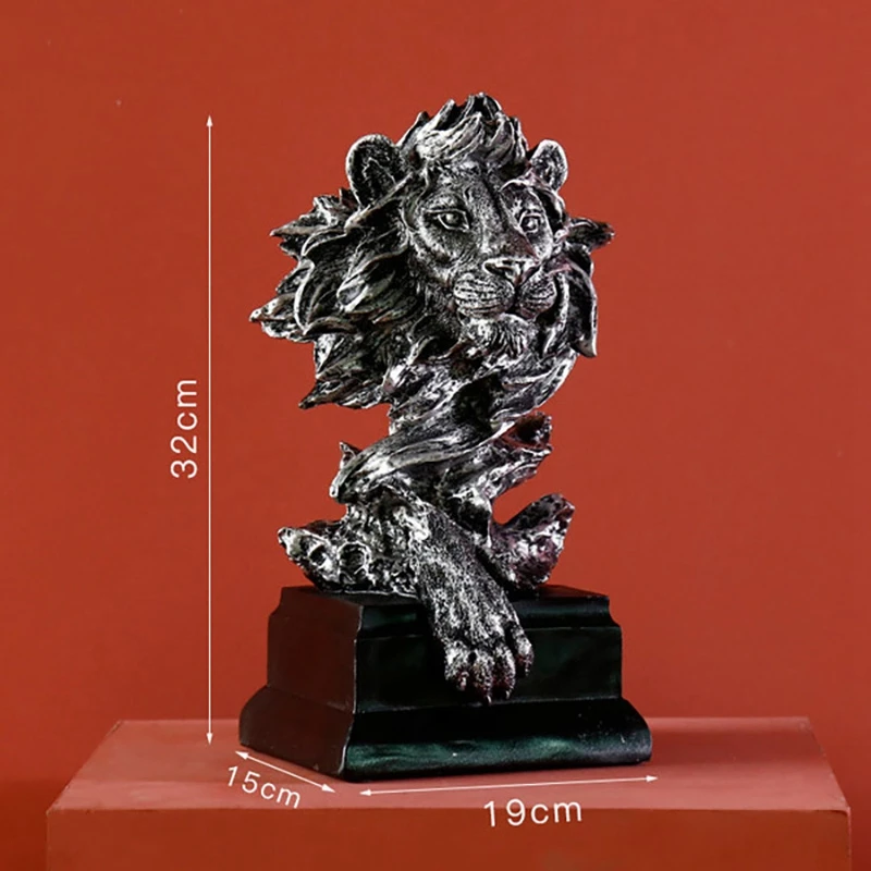 

Lion Statue Office Decor Crafts Mighty Lion Animal Sculpture Resine Collectible For House Decorations Living Room