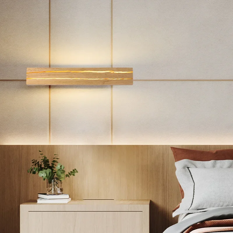 Wall Lamp Strip Can Be Rotated Rectangular Solid Wood Wall Light Creative Crack Living Bedside Hall Lamps Lighting Decor Fixture