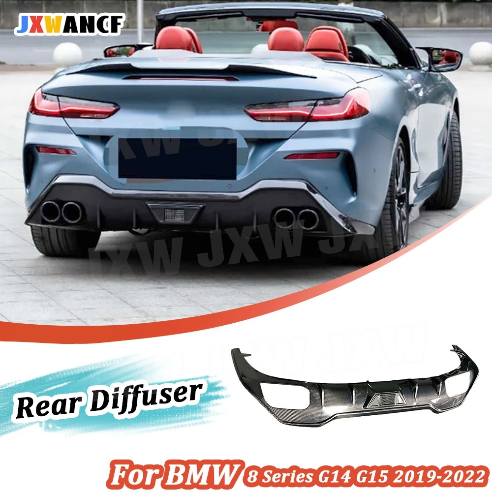 

JXWANCF for BMW 8 Series G14 G15 Coupe Sport 2019-2022 Carbon Fiber auto Rear Bumper Lip Spoiler Car Rear Diffuser Guard