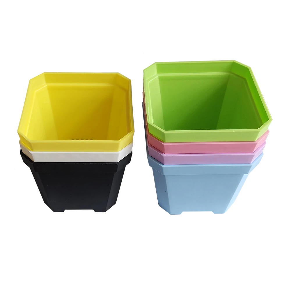 

30 Pcs Plastic Thicken Square Flower Pots Home Garden Office Succulent Plant Pot Candy Color Greenhouse Nursery Pots 10cm*10cm