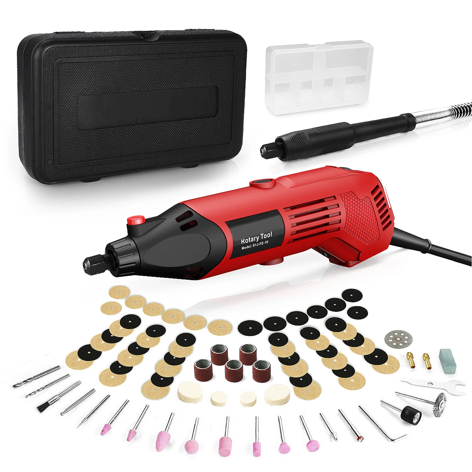

170W Rotary Tool Kit 8000-35000RPM w/6 Speeds CE/FCC Metal/Wood Polishing Carver 124PC Grinder Set w/Case Jewelry Shaping Engrav