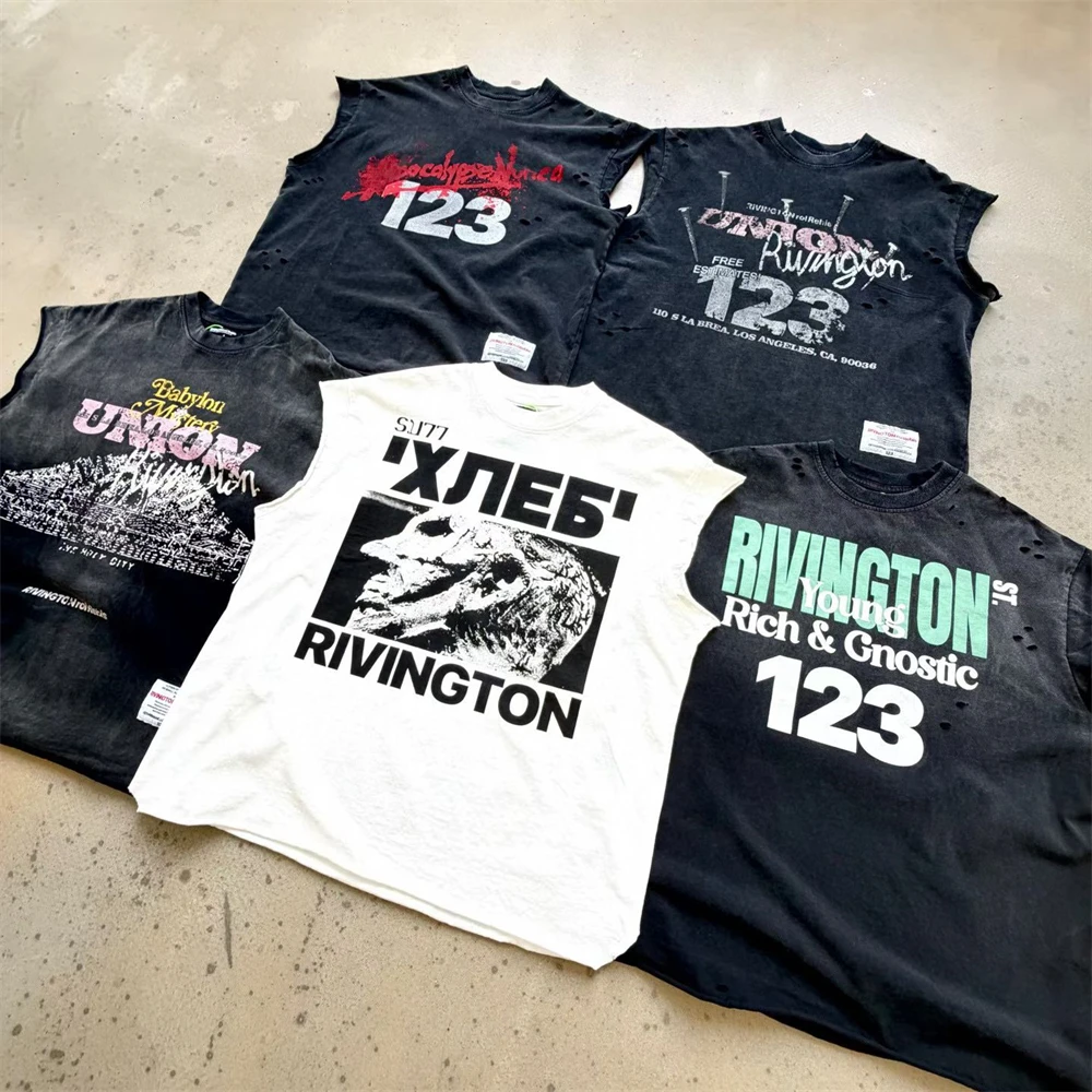 Nice Washed RRR 123 UNION Limited Edition Sleeve-Cut T-Shirt Men Women High Quality RRR-123 Tank Top T Shirt Tee Tops