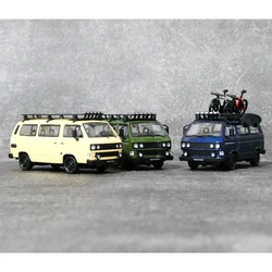 Diecast 1: 64 Scale Vintage 1985 VW T3 B32 Travel Van With Luggage Rack Alloy Simulation Model Collection Display Toy Gifts
