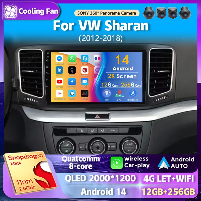 

Android 14 wifi+4G Carplay Car RadioFor Volkswagen VW Sharan 2012~2018 Navigation GPS Video Player Stereo Multimedia BT Auto DSP