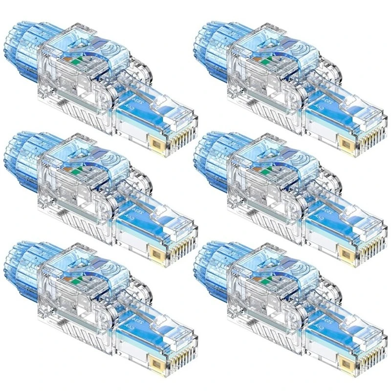 AU61 Reusable Tool-Free Cat6a RJ45 Connector(6 Pcs), For 22-26 AWG Ethernet Cable, 10Gbps No-Crimp Easy DIY Installation Plug