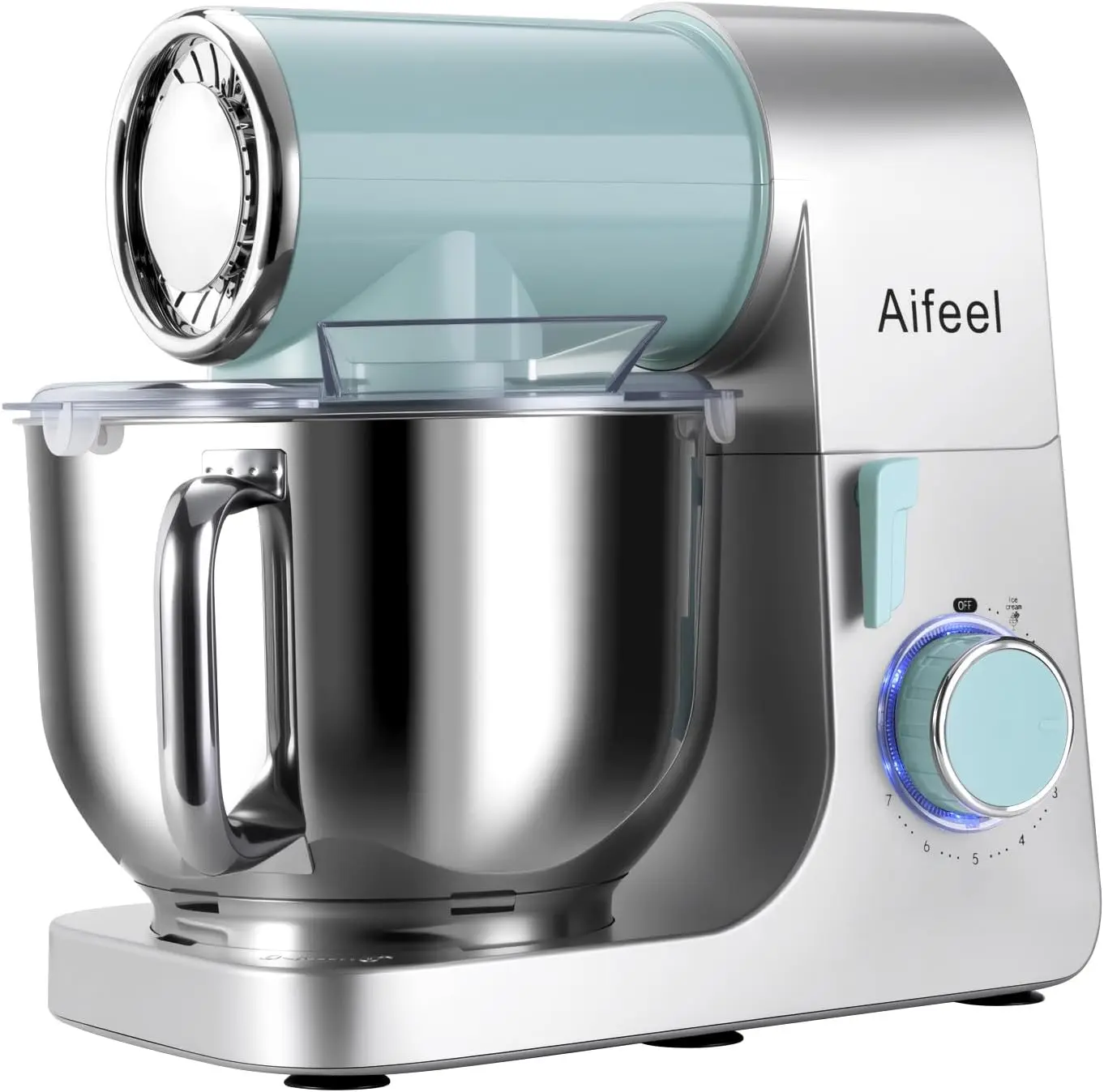 Stand Mixer 6.5QT Electric Mixer 700W DC Motor Low Noise Green Silver