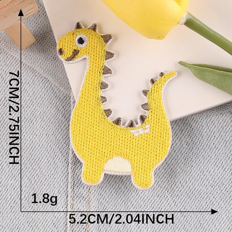 1 Pcs Cute Dinosaur Embroiled Fabric Patch Self-adhesive Cloth Bag DIY Clothing Shoes and Hats Fusible Embroidered Patches