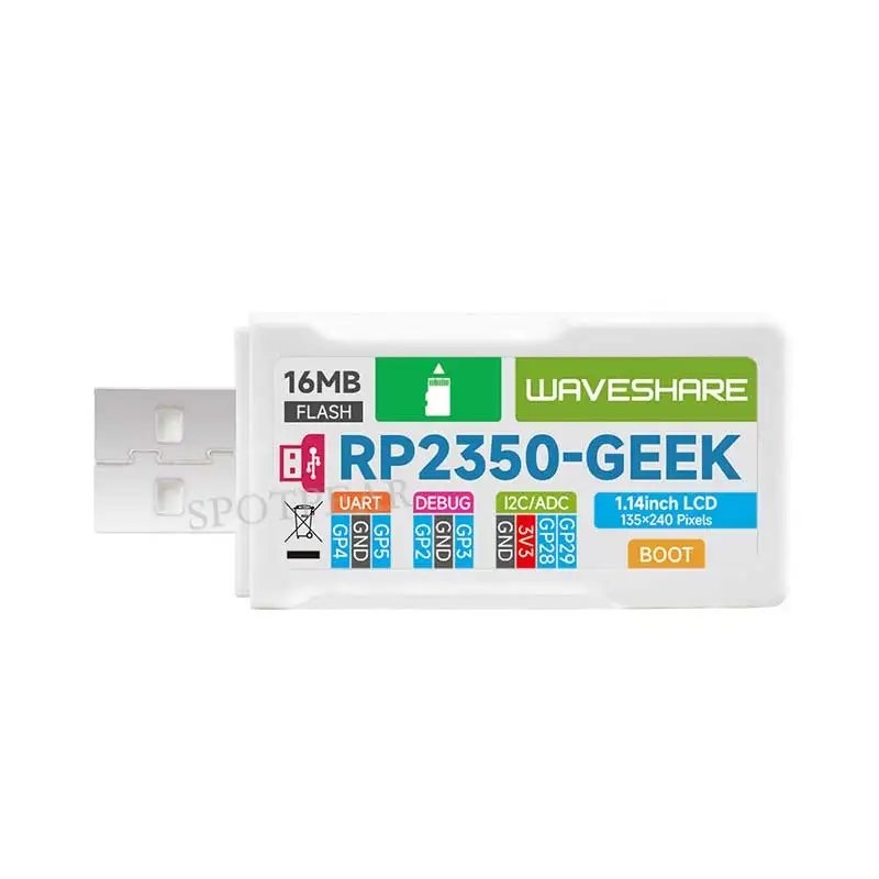 Raspberry Pi Pico 2 RP2350 GEEK 1.14 بوصة 240x135 LCD 65K SWD/UART/I2C لـ OpenOCD/CMSIS-DAP
