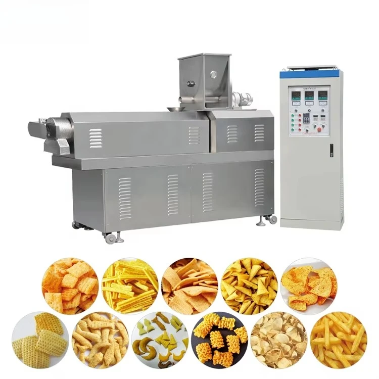 أفضل سعر المعدات آلة رقائق الذرة Doritos ذات المسمار المزدوج والوجبات الخفيفة المقلية خط إنتاج الطعام في الصين
