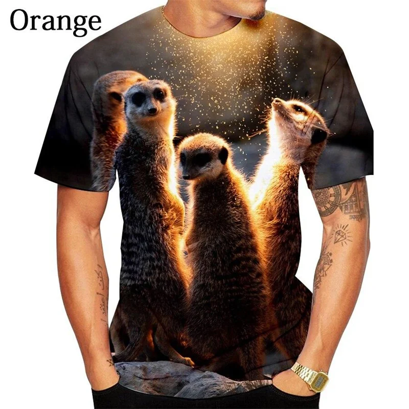 3D Meerkat Suricate Print T Shirts Men O Neck T-shirt Womens Clothing Fashion Streetwear Funny Cute Kids Tee Shirts Short Sleeve