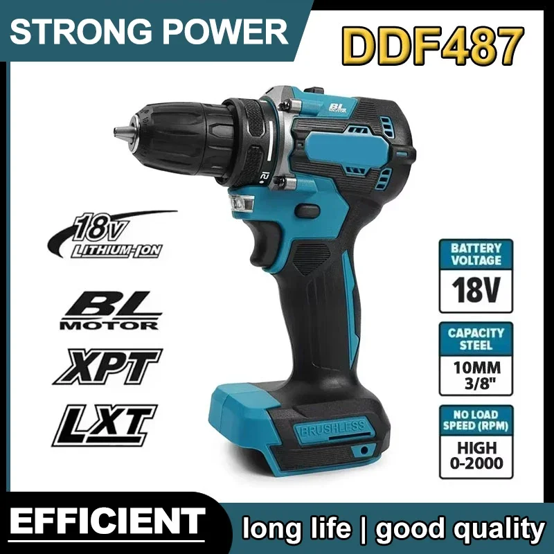 마키타 DDF487 18V 브러시리스 전기 드릴에 적합하며, 장식팀의 5줄 충격 드릴에 적합하며, 18V 마키타 배터리를 사용합니다.