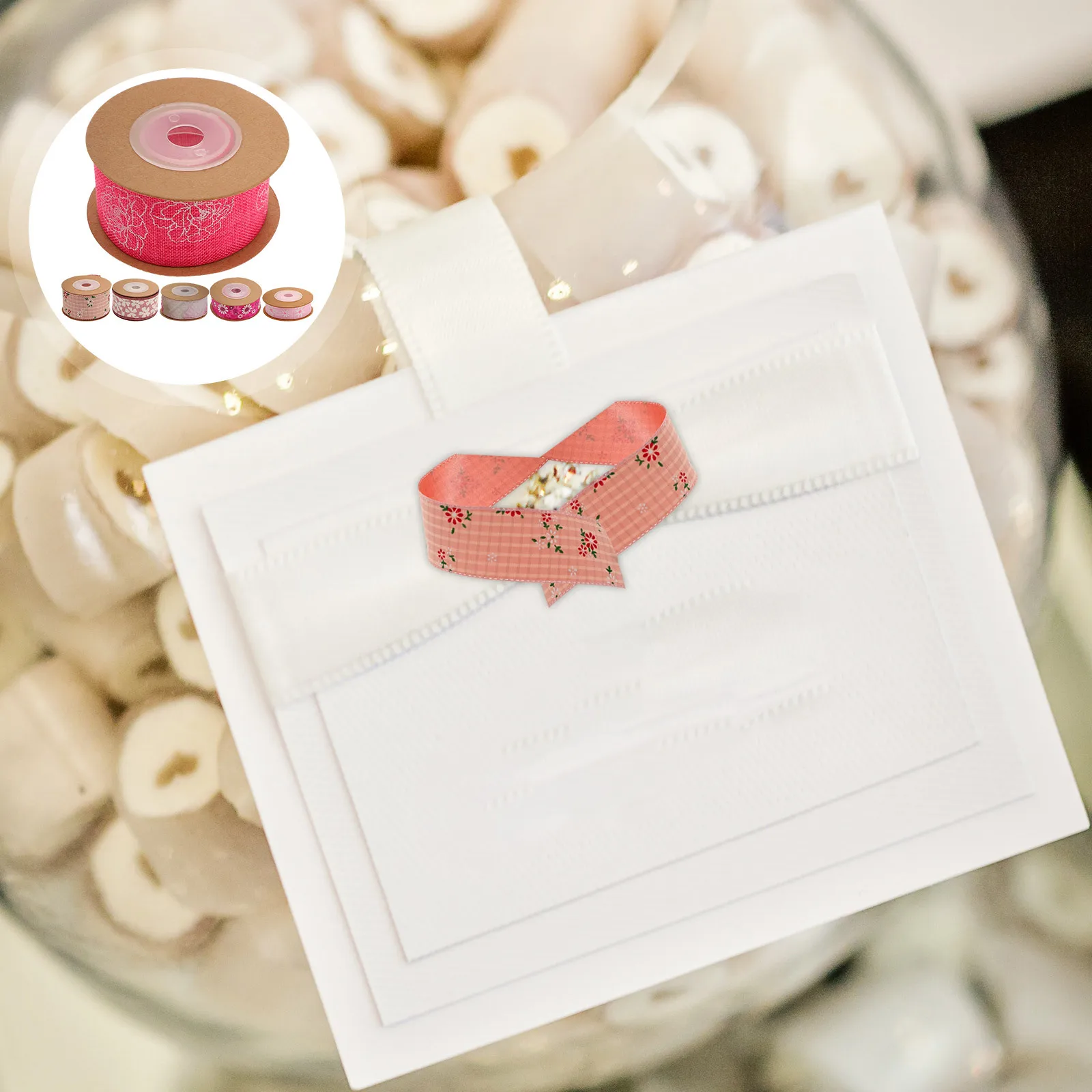 

Festival Clothes Ribbon 6 Rolls Flower Pattern Multi-Function Craft DIY Accessories Gift Wrapping Decorative Non-Fading