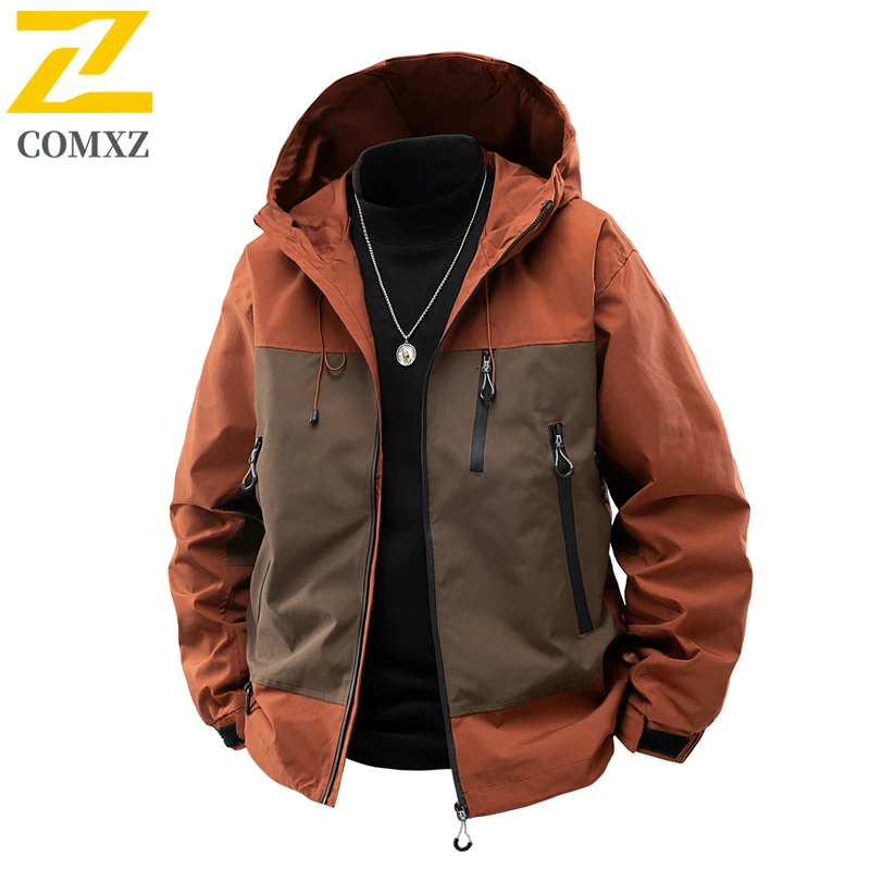 Autumn 2025 New Jacket Men's Techwear All-match Mountain Soft Case Waterproof Windbreaker Jacket Men Casual Splicing Hooded Coat