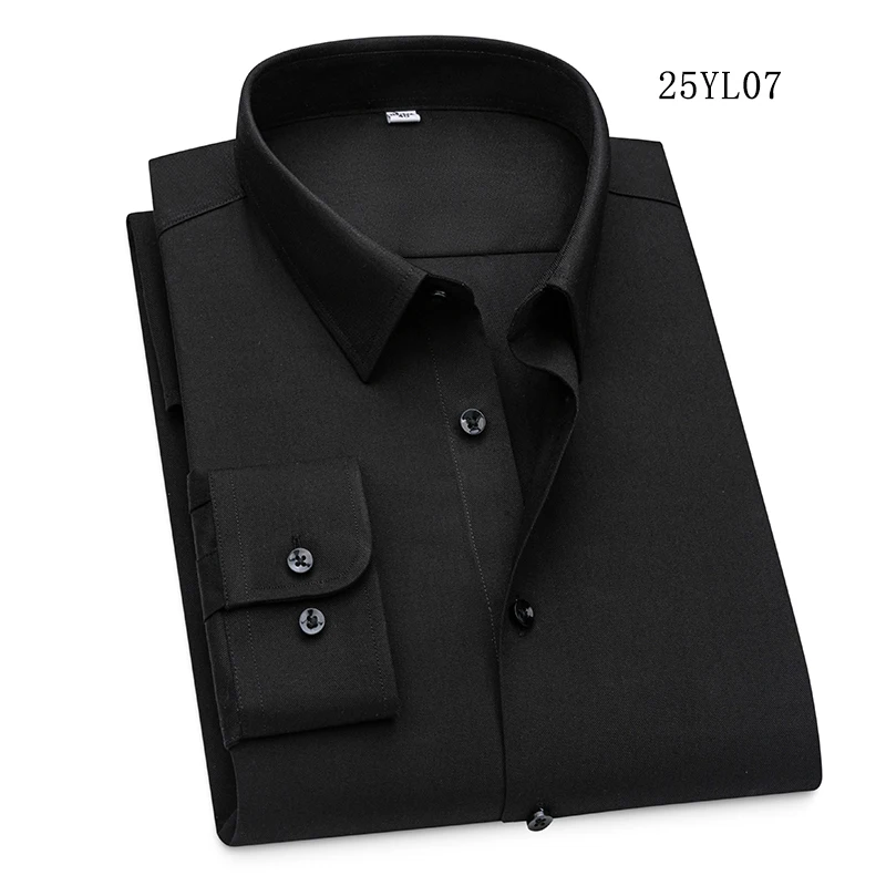 

Мужская рубашка с воротником, немнущаяся, однотонная, модная, повседневная, деловая, кашемировая, с длинным рукавом, трендовая, удобная