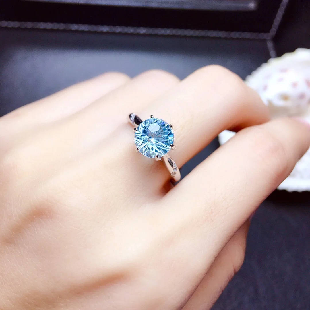 Explosion imitation of natural fireworks cutting sky Blue Tota Rings Super Flash 2 Carat Essence Open Ring