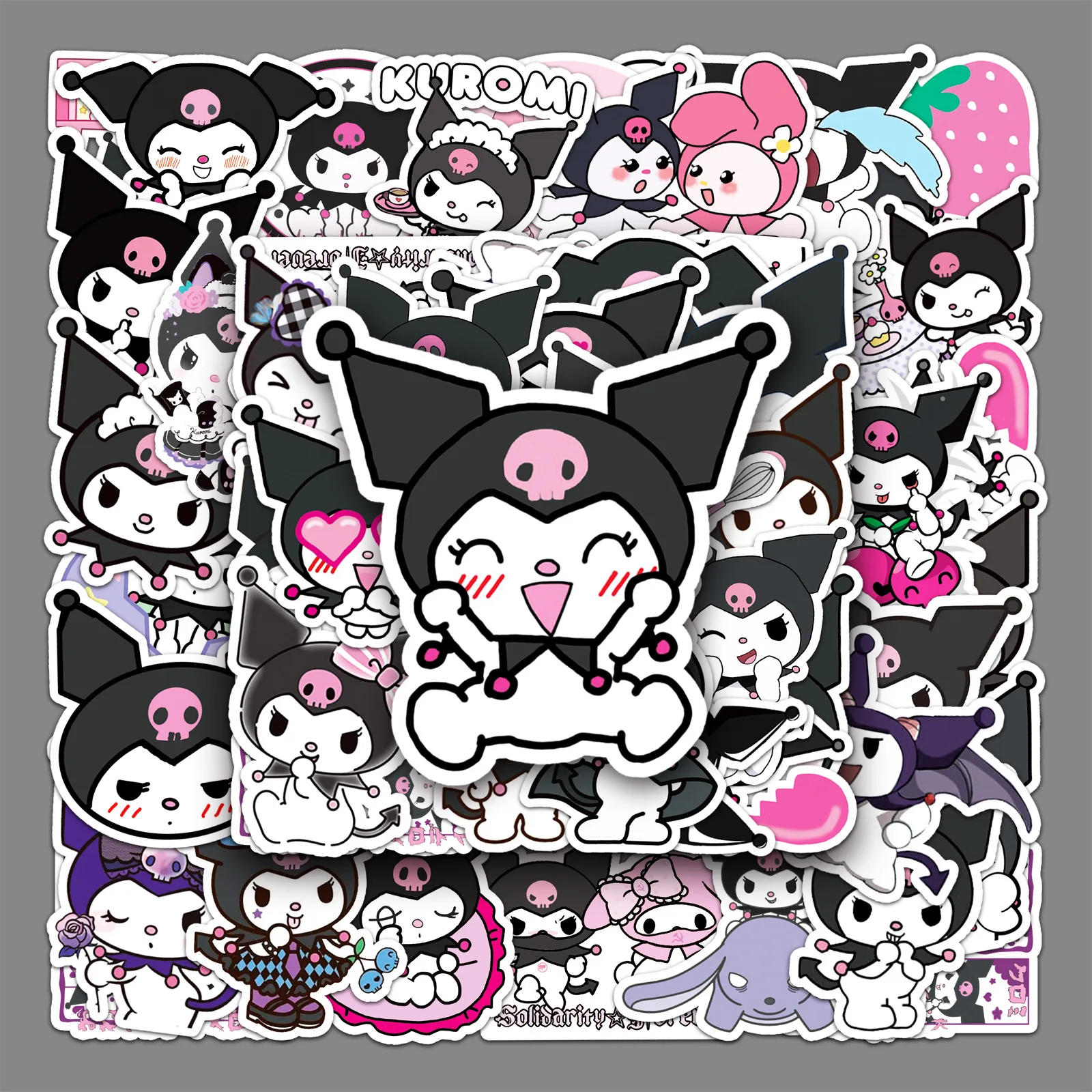 

50pcs Kuroomi Cute Cartoon Kids Waterproof Decorative Stickers Set, Perfect for Scrapbooking and DIY Crafts