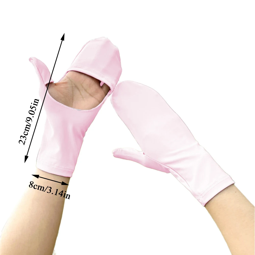 Lady Sunscreen Ice Silk Hollow Palm Gloves Female Summer Sun Protection Cycling Driving Running Mittens Thin Anti-UV Gloves