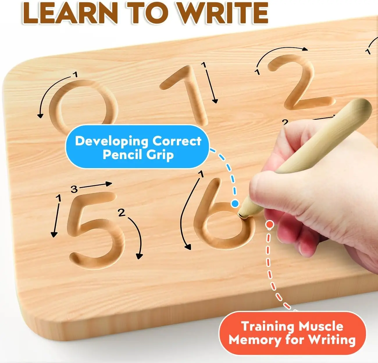 새로운 유아 양면 손가락 추적 보드 몬테소리 학습 장난감 번호 블록 어린이를위한 나무 교육 수학 장난감 선물