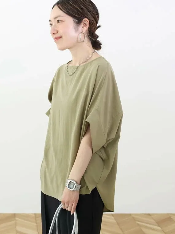 

Loose Casual Women's round Neck Short Sleeve Pure Color Overhead Shirt Korean Style Commute Fashion Summer New Arrival
