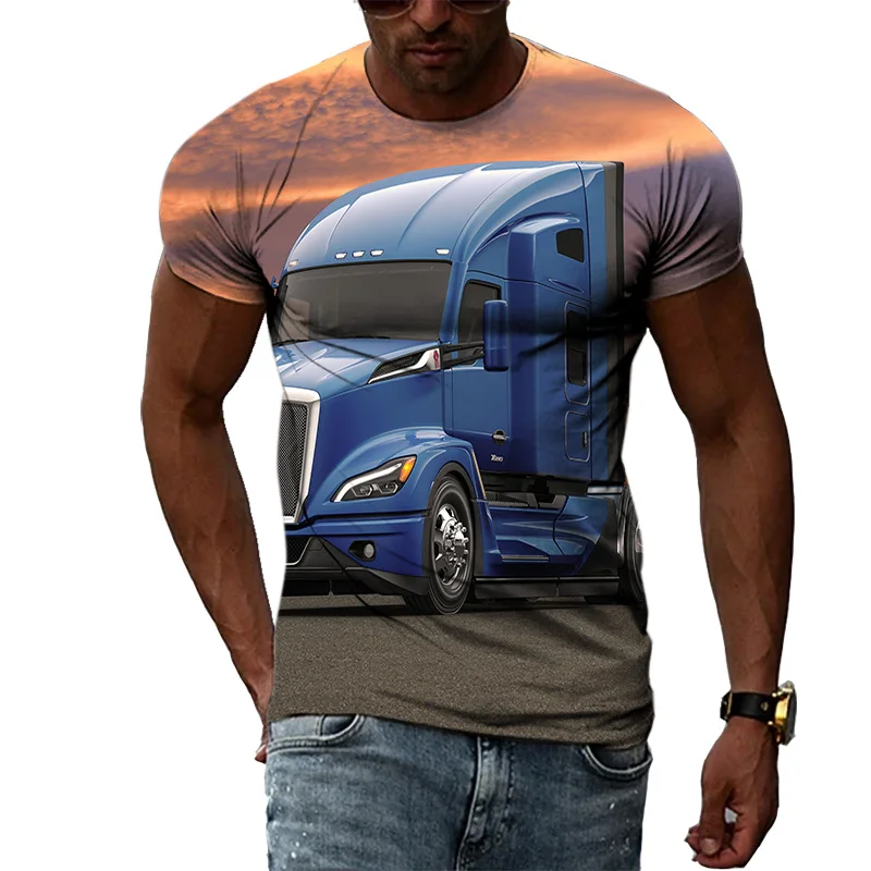 Men\'s T-Shirt Truck Printing  3D Casual Street Hip-Hop Short-Sleeved tshirt Summer Fashion Man Clothing Cool Oversized Tops Tee