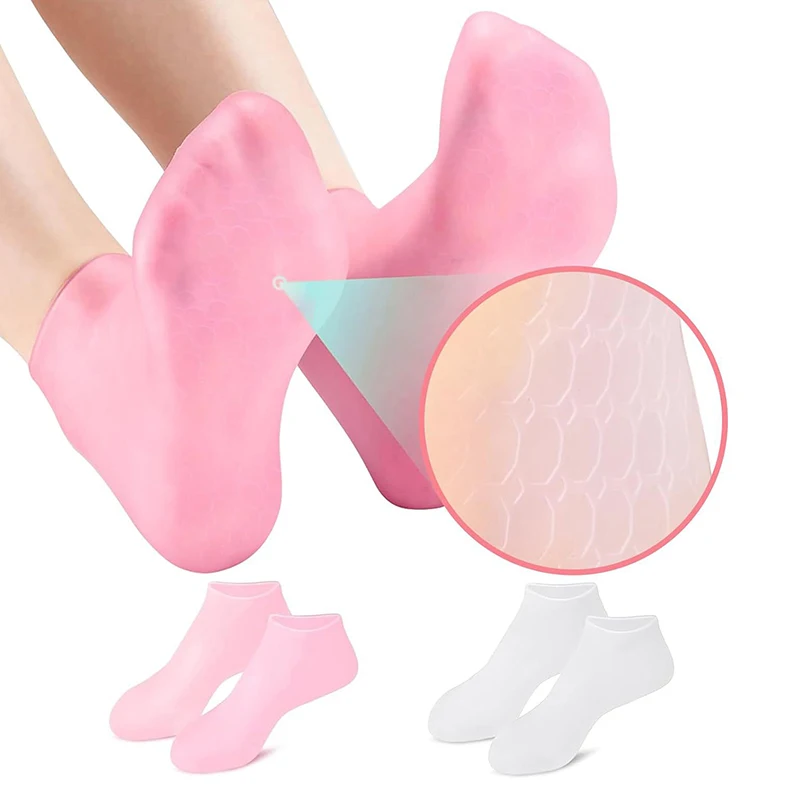 1 paio di maschera per i piedi in silicone anti crepa previene la secchezza maschera per la spa dei piedi calzini per pedicure guanti idratanti per la cura dei piedi