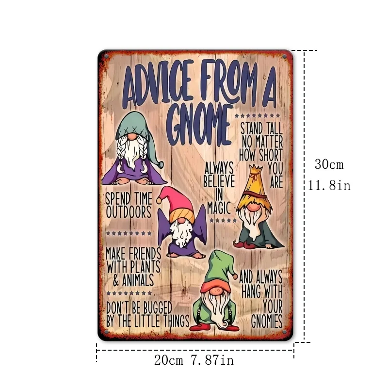2D Flat - Humorous Gnome Suggests Metal Sign - Aluminum Sign Vintage Wall Art, Featuring A Humorous Gnome Illustration