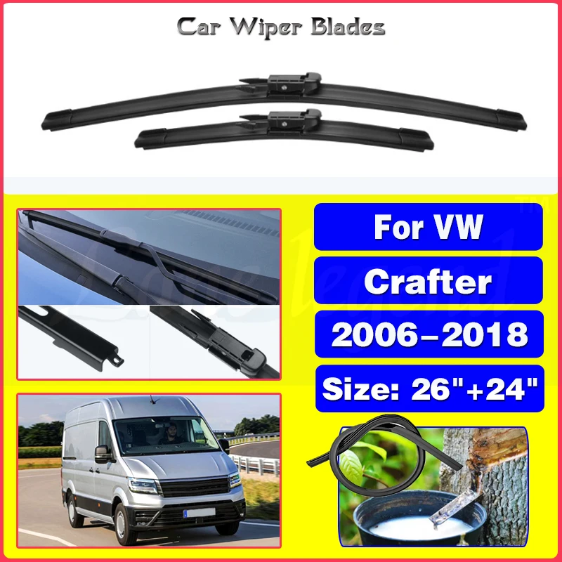 

2PCS For VW Crafter 2006-2018 26"+24" Front Wiper Blades Windshield Windscreen Window Cutter Accessories 2014 2015 2016 2017