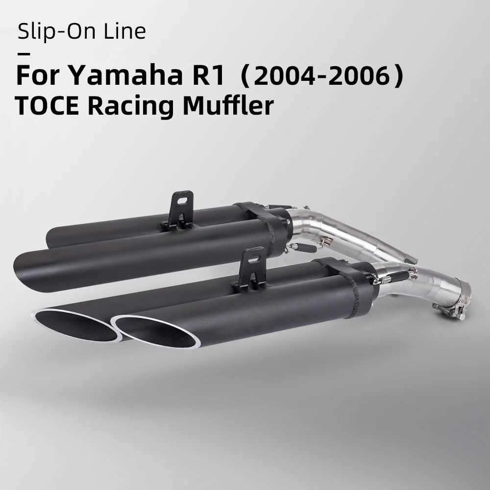 Slip On For R1 Full System Exhaust Muffler Middle Pipe For YZF-R1 YZF R1 double hole Exhaust Pipe 2004-2006