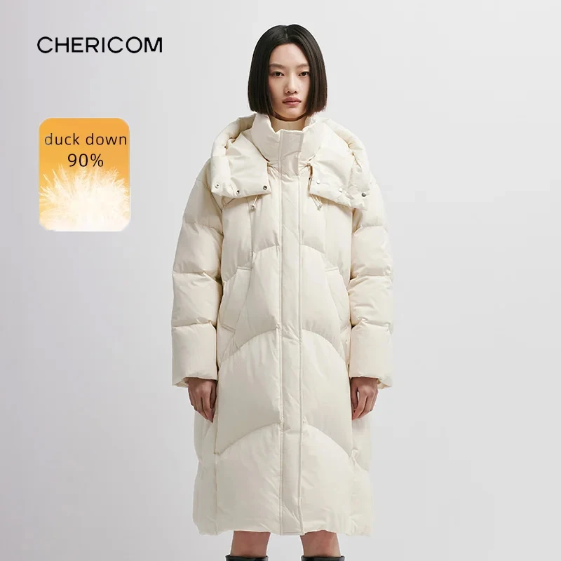 

Chericom женский пуховик со съемным капюшоном, вместительная плюшевая изоляция, ветрозащитные стеганые куртки, тяжелая верхняя одежда Y298087Y