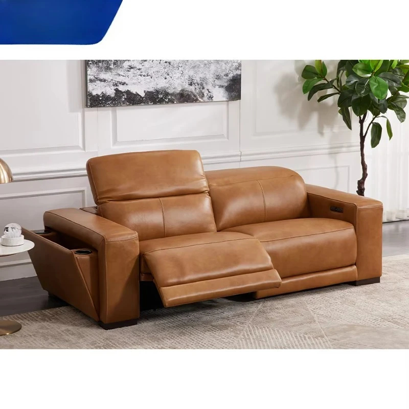 

Comfortable 3+2+1 Seater Couch Living Room Power Reclining Sofas Set Furniture Genuine Leather Sofa