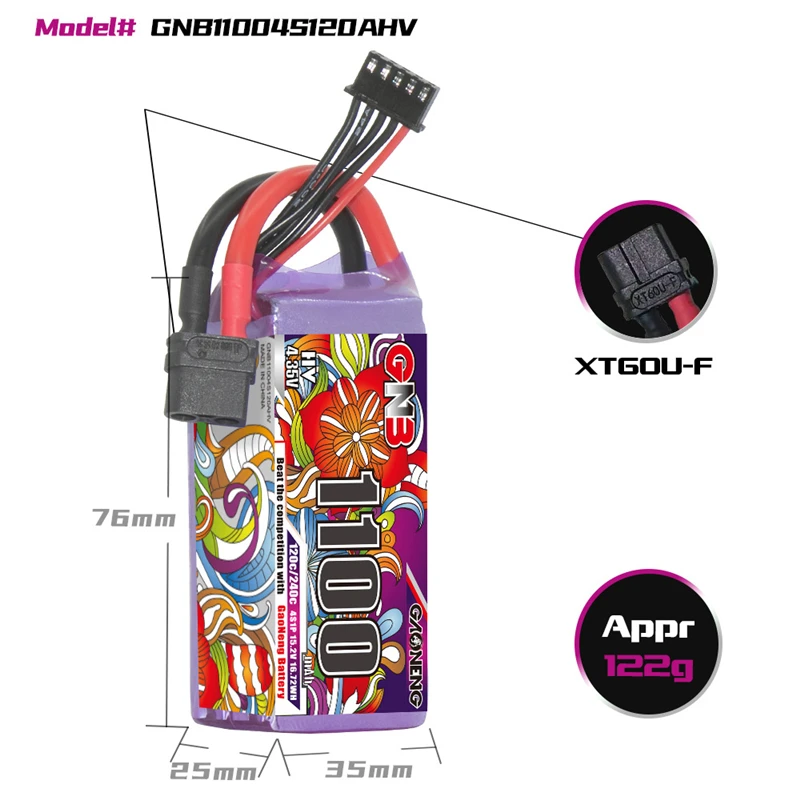 GAONENG GNB 4S 15.2V 1100mAh 120C HV bateria Lipo dla FPV Racing Drone lekka wysoka moc długi czas lotu 15.2V bateria