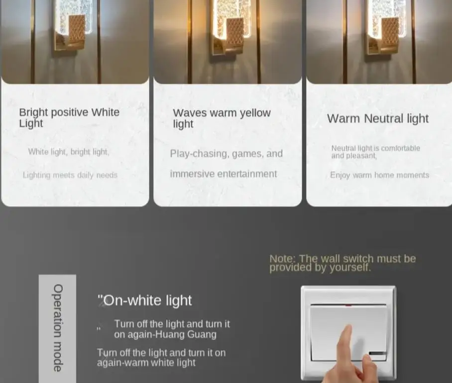 Crystal wall lamps luxury noble villa living room TV background wall lights decorative lights home wall lamps