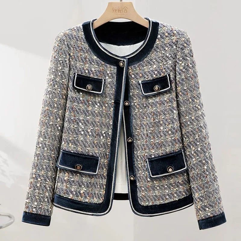 2024New donne eleganti tweed ritagliate top casual vintage corto Jackrts primavera moda coreana piccoli cappotti profumati vestiti della madre