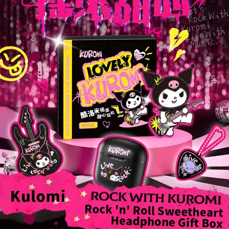 Kawaii Sanrio MG22-41 Character Kuromi Earbuds Rock Music Series Bluetooth Headset Gift Set New Kuromi Wireless Earphones Gifts