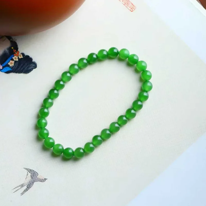 

Натуральный Hetian Русская Яшма Старый Материал Шпинат Зеленый 6Мм Нефритовый Браслет