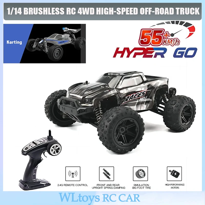 HXRC 8610 8611 1:14 55KM/H 4WD RC Car With LED Remote Control Cars High Speed Drift Monster Truck for Kids VS 144001 Toys