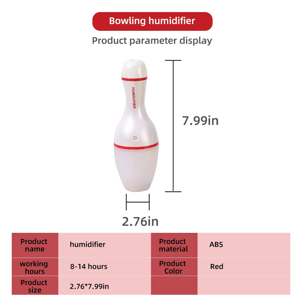 ناشر بتصميم بولينج بسعة 300 مل، مرطب بالموجات فوق الصوتية الصامتة مع ضوء ليلي مهدئ، مثالي لغرفة النوم والسيارة