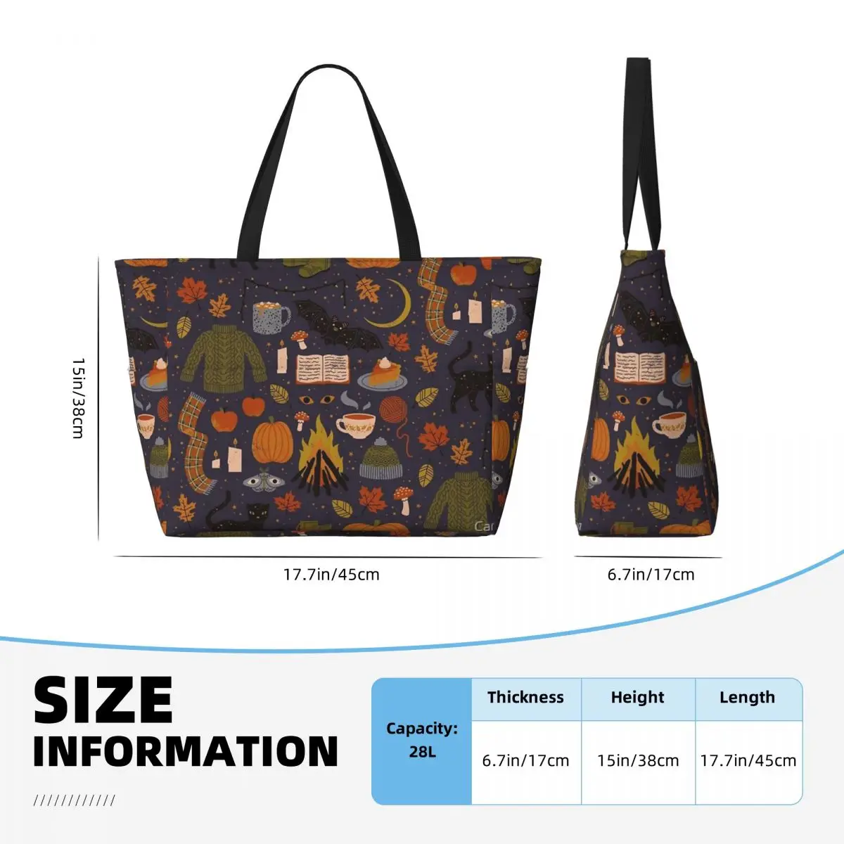 Autumn Nights Beach Travel Bag, Tote Bag Fashionable Shopping Sports Shoulder Bag Multi-Style Pattern